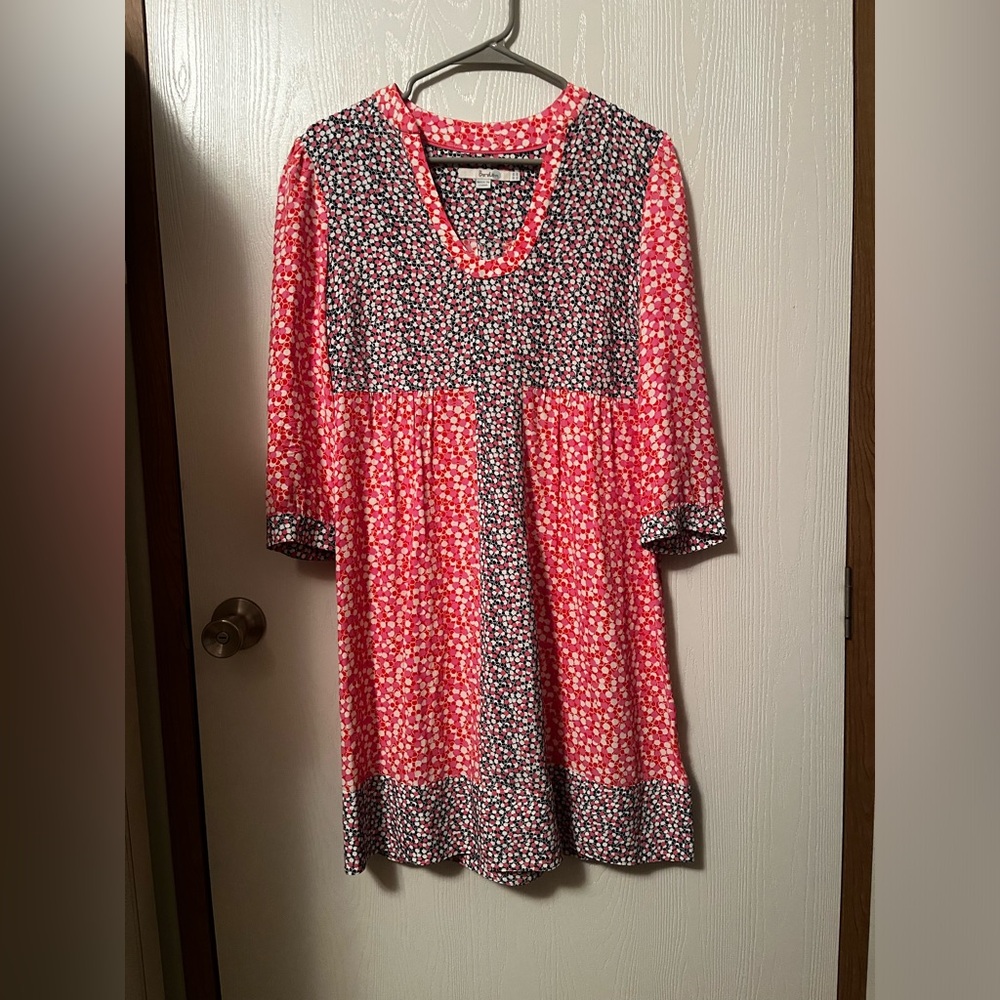 Boden Mollie Tunic Shift Patchwork Boho Dress Pink Red Size 4